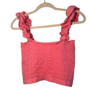 Anthropologie Pink Textured Crop Top